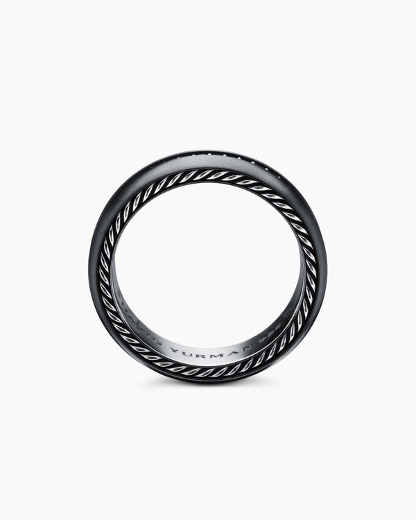 Streamline® Band Ring in Black Titanium with Black Diamonds, 6mm