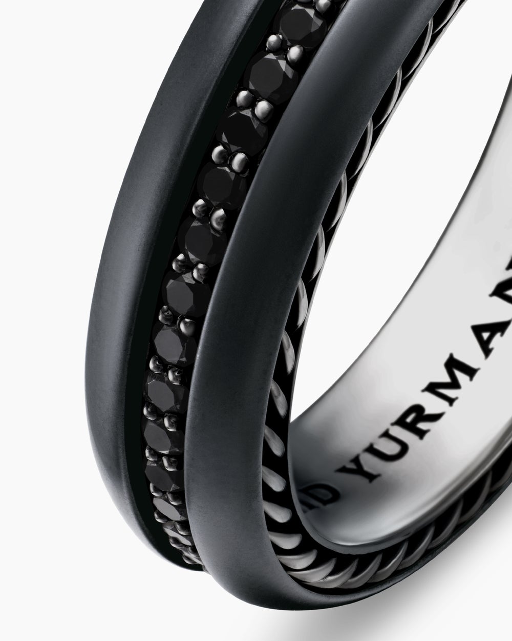 Mens Streamline Band Ring in Black Titanium, 6mm