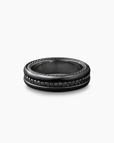Streamline® Band Ring in Black Titanium with Black Diamonds, 6mm