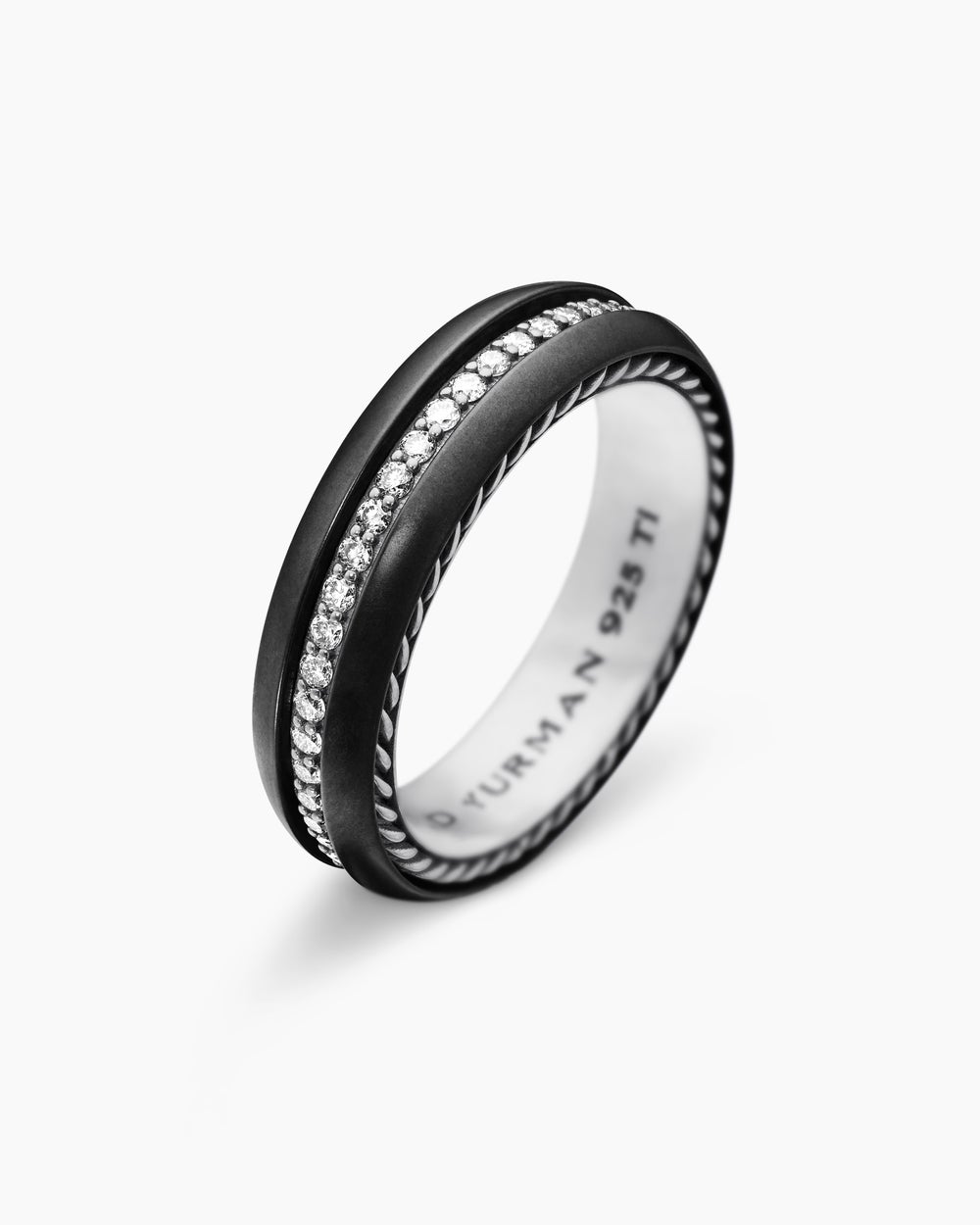 Mens Streamline Band Ring in Black Titanium, 6mm