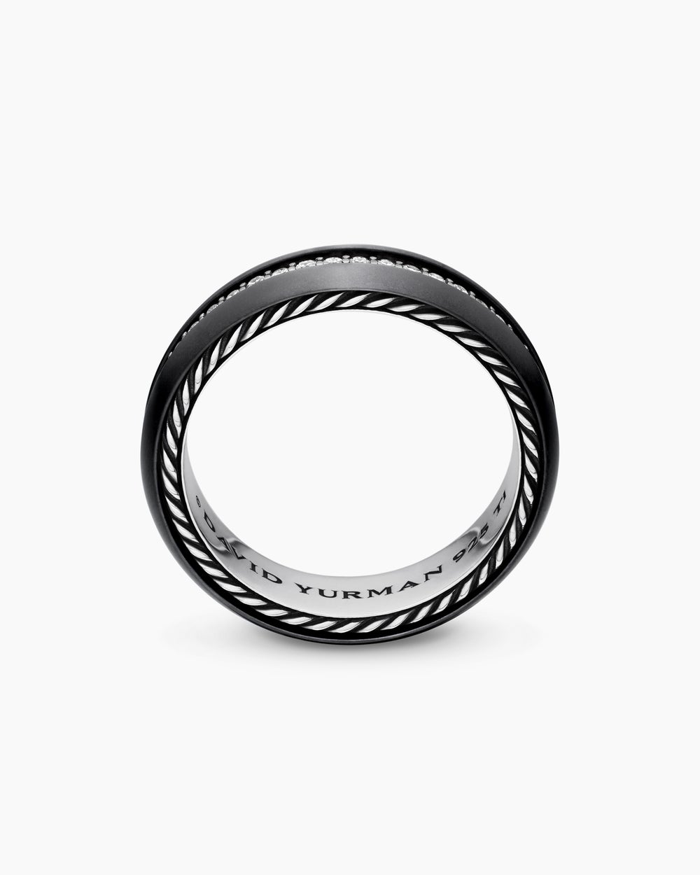 Mens Streamline Band Ring in Black Titanium, 6mm