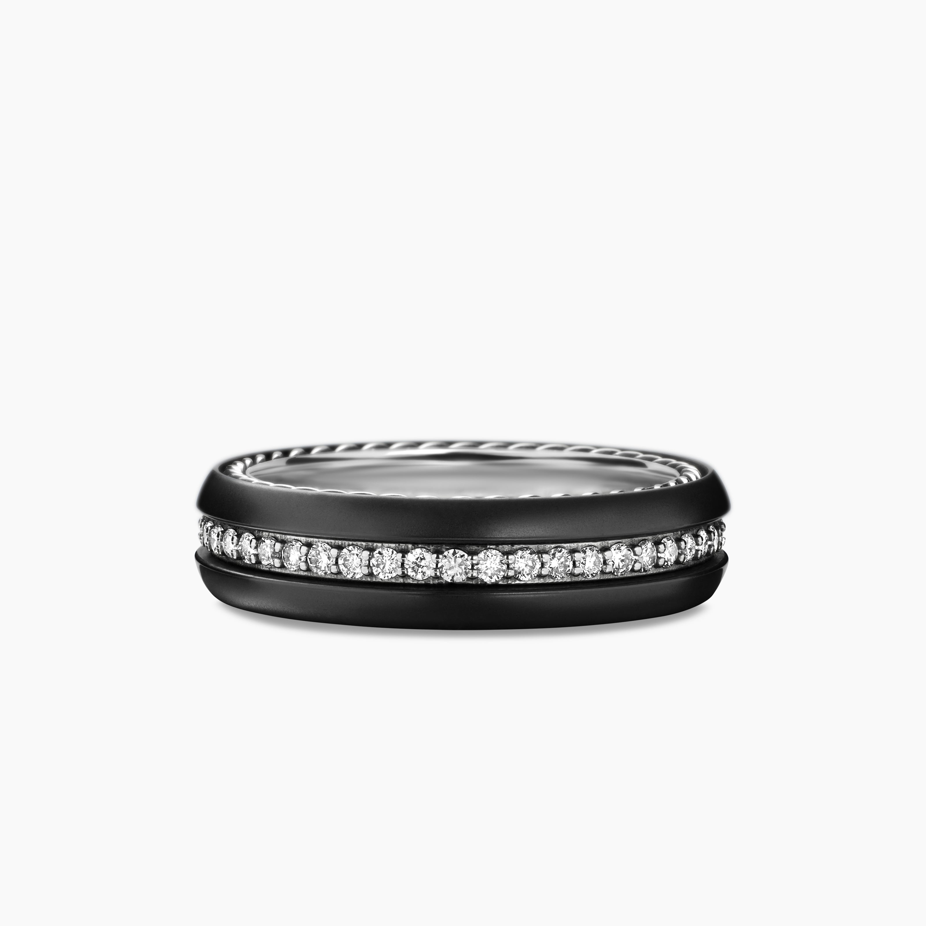 Mens Streamline Band Ring in Black Titanium, 6mm