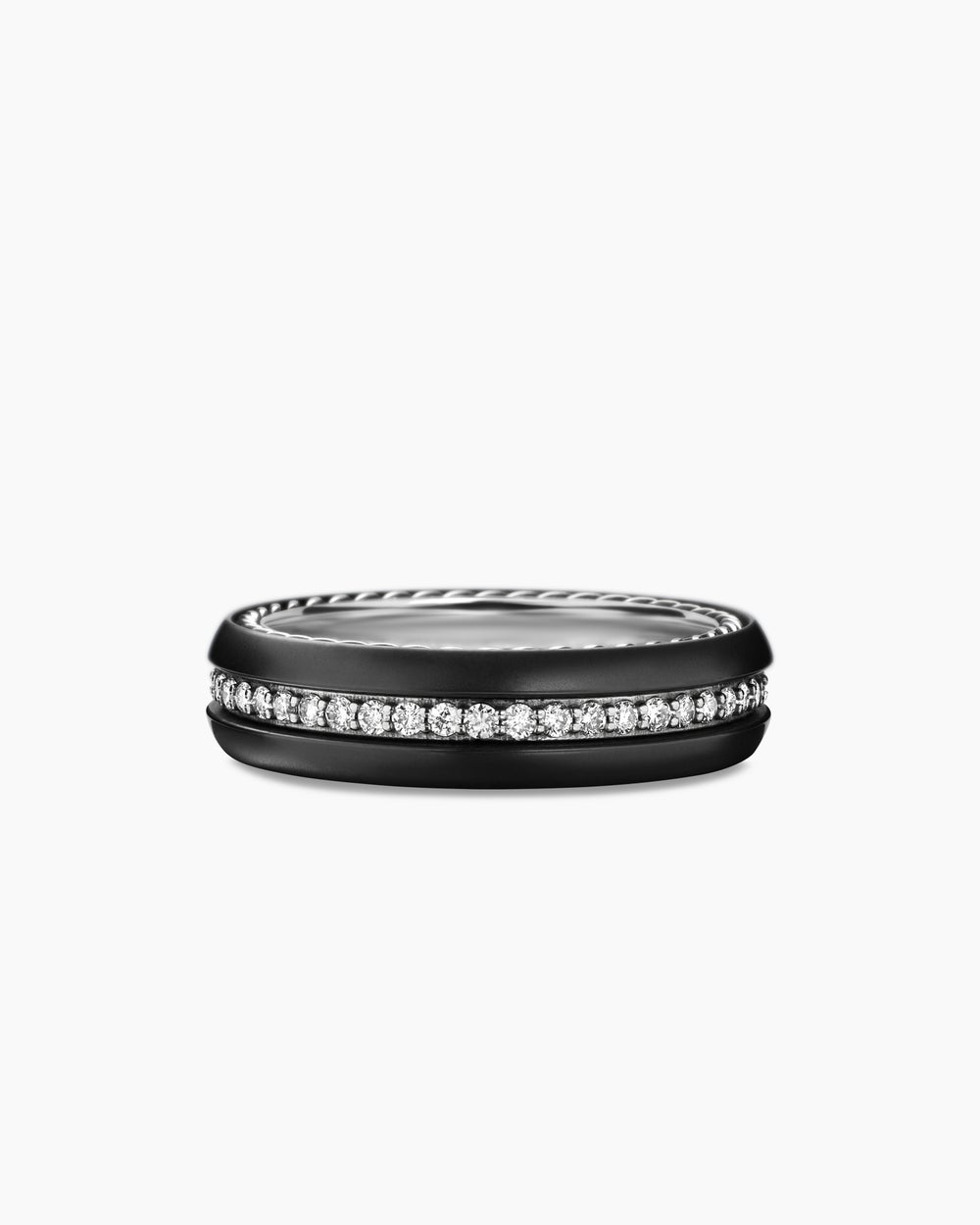 Mens Streamline Band Ring in Black Titanium, 6mm