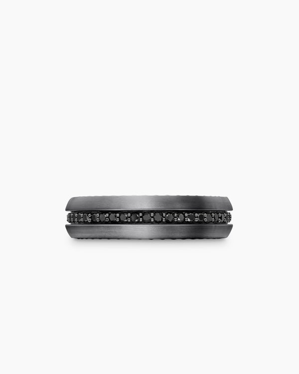 Bague Streamline® en titane gris avec diamants noirs, 6 mm
