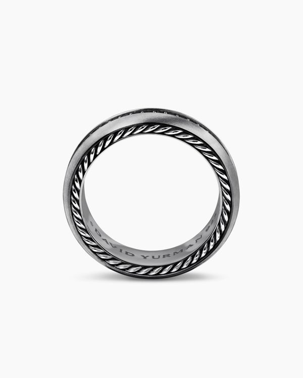 Bague Streamline® en titane gris avec diamants noirs, 6 mm