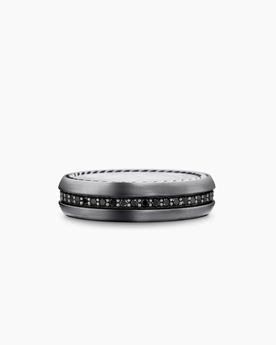 Streamline® Band Ring in Grey Titanium with Black Diamonds, 6mm