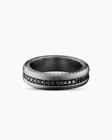 Streamline® Band Ring in Grey Titanium with Black Diamonds, 6mm