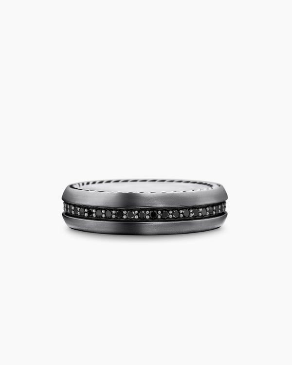 Bague Streamline® en titane gris avec diamants noirs, 6 mm