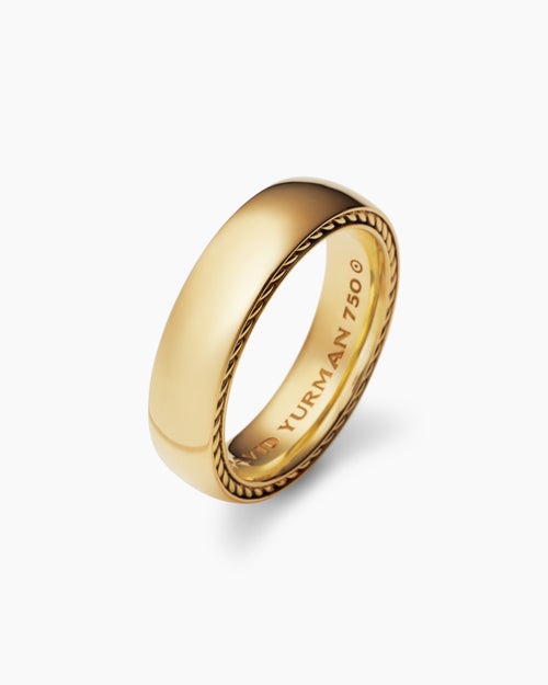 Mens Streamline Band Ring in 18K Yellow Gold, 6mm