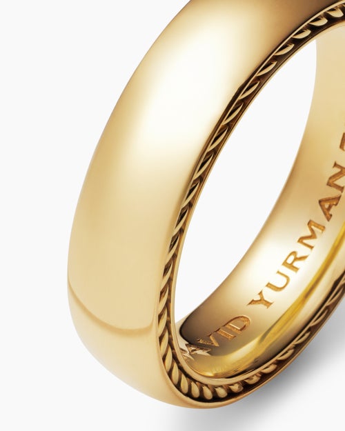 Mens Streamline Band Ring in 18K Yellow Gold, 6mm