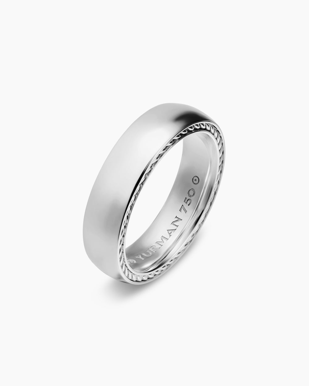 Anneau Streamline en or blanc 18 carats, 6 mm hommes