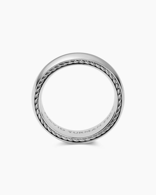 Mens Streamline Band Ring in 18K White Gold, 6mm