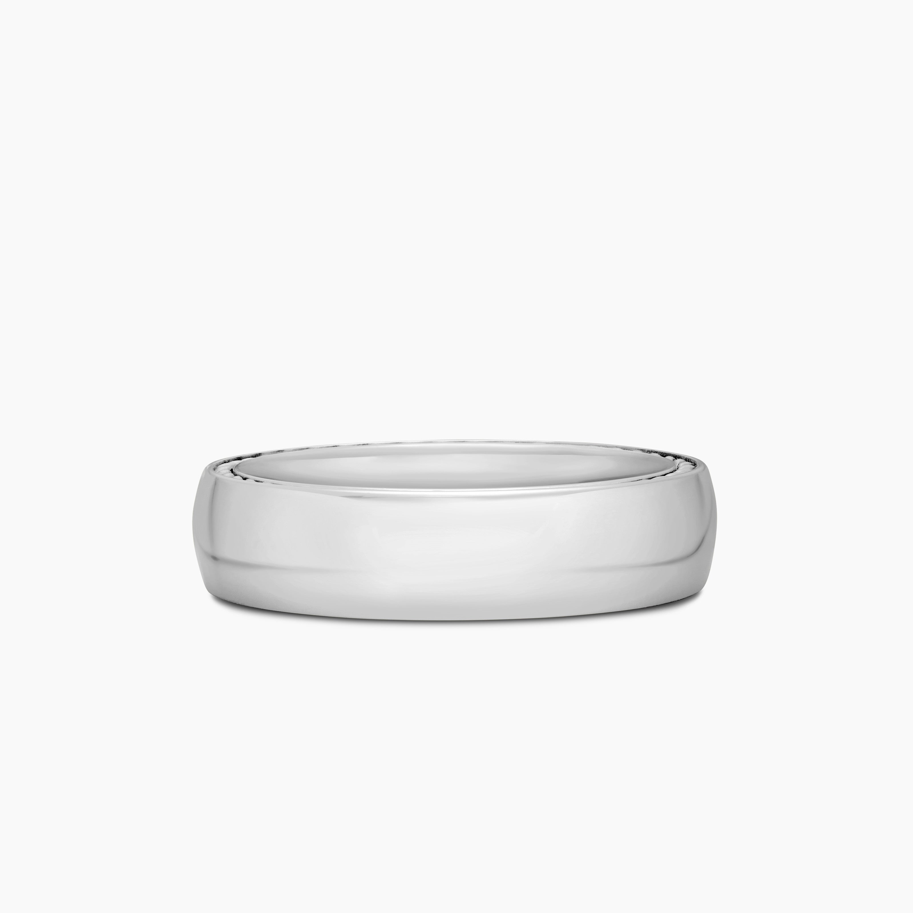 Mens Streamline Band Ring in 18K White Gold, 6mm