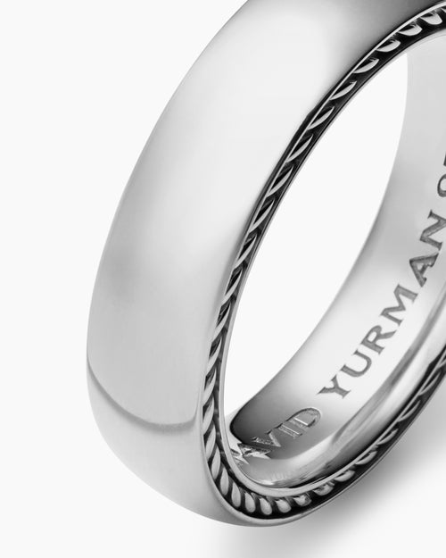 Mens Streamline® Band Ring in Platinum, 6mm