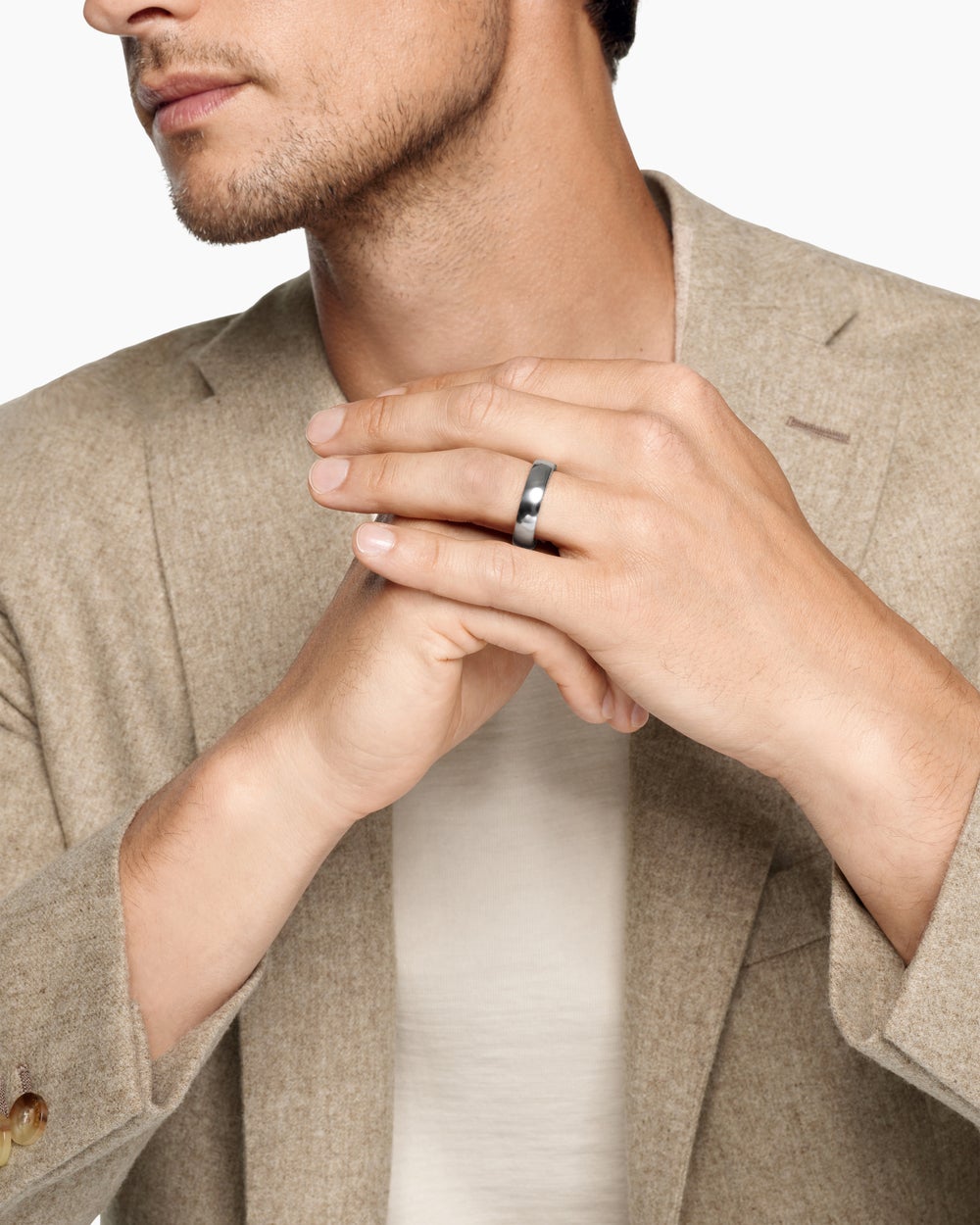 Bague Streamline® en platine, 6 mm hommes