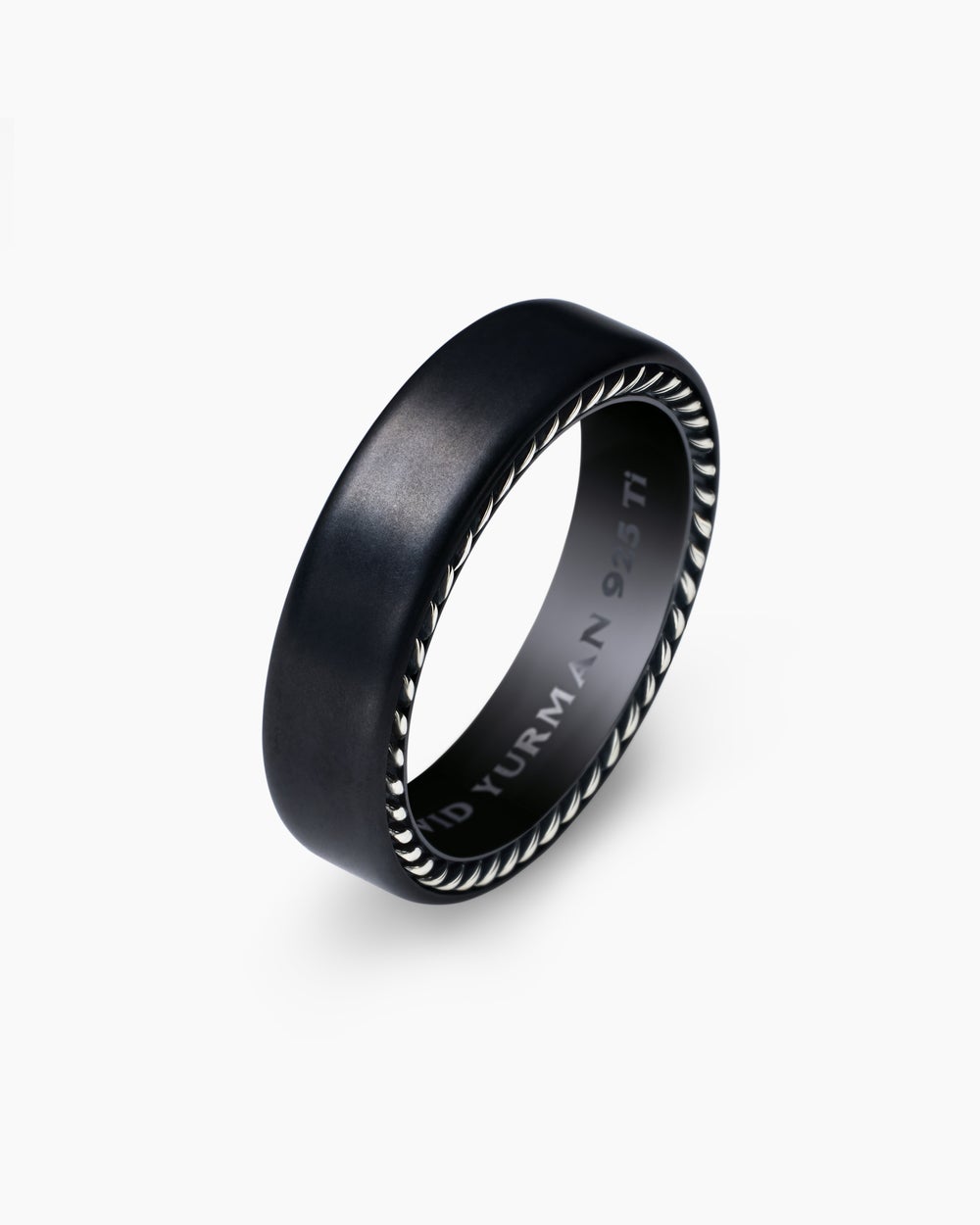 Mens Streamline Band Ring in Black Titanium, 6mm