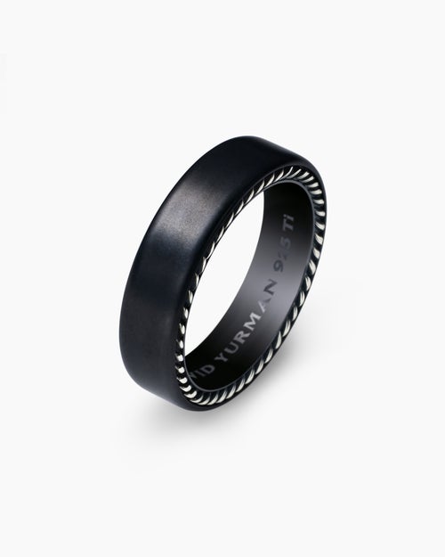 Mens Streamline® Band Ring in Black Titanium, 6mm