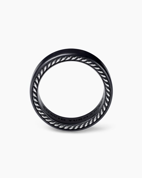 Mens Streamline Band Ring in Black Titanium, 6mm