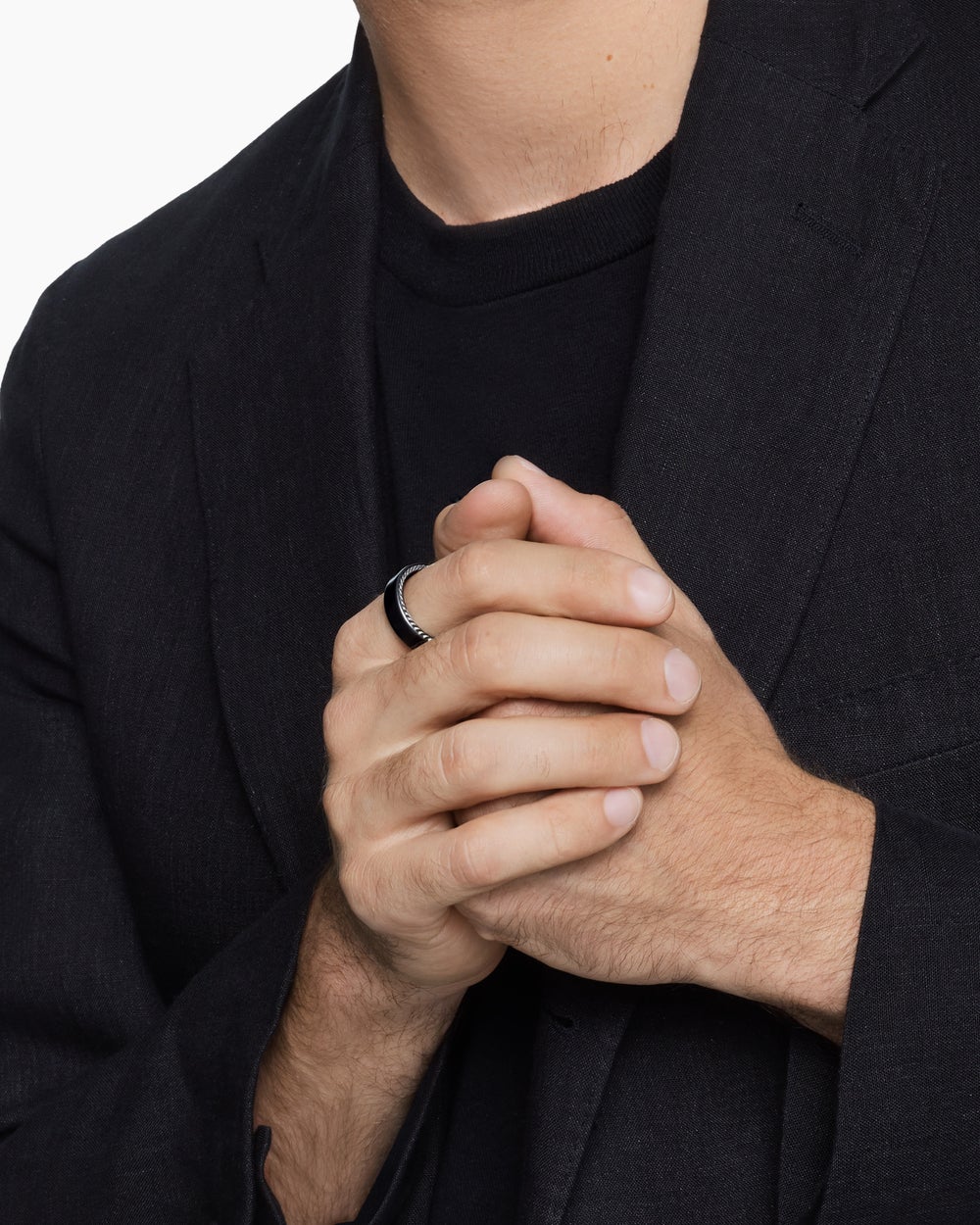 Mens Streamline Band Ring in Black Titanium, 6mm