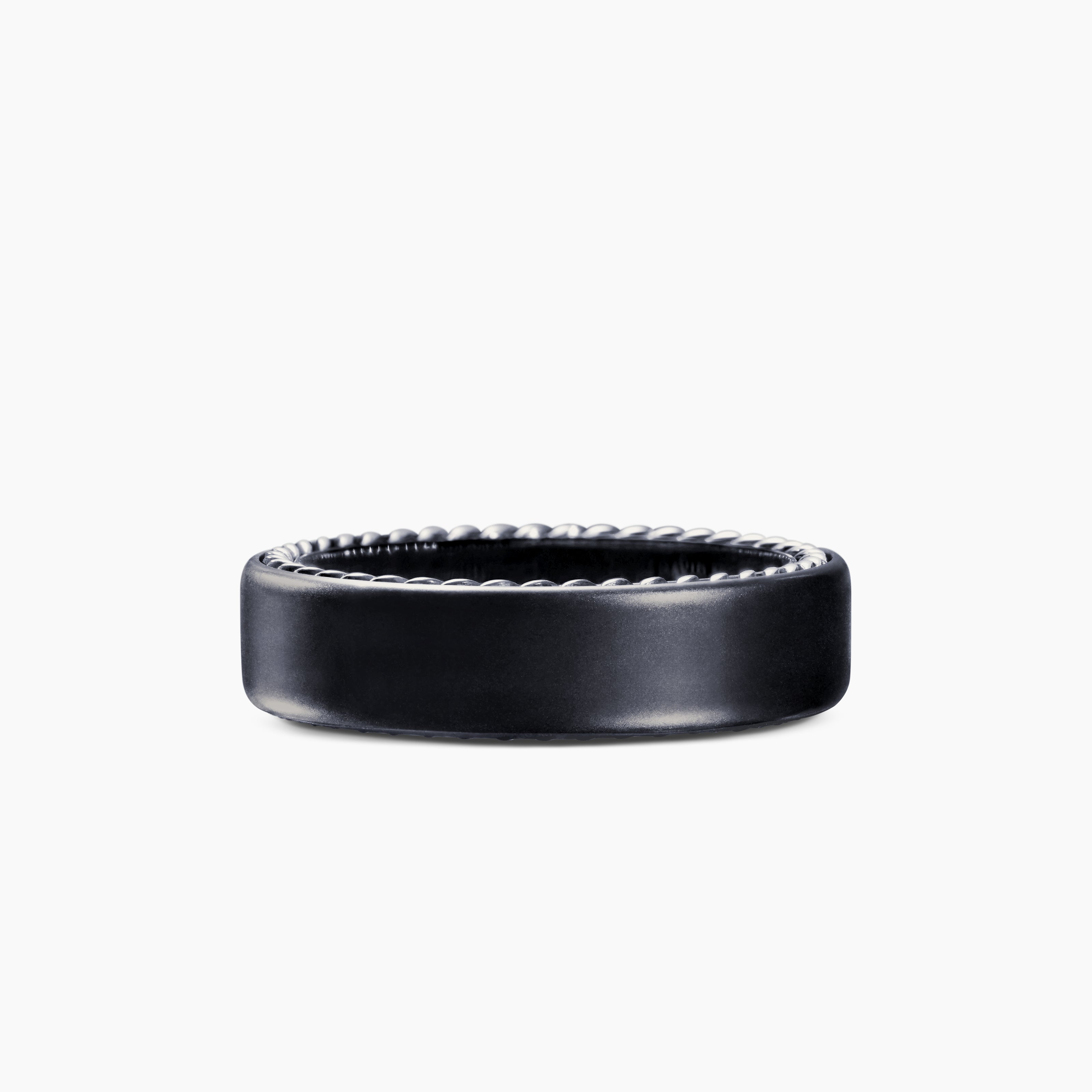 Mens Streamline Band Ring in Black Titanium, 6mm