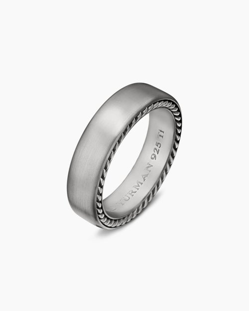 Mens Streamline Band Ring in Grey Titanium, 6mm