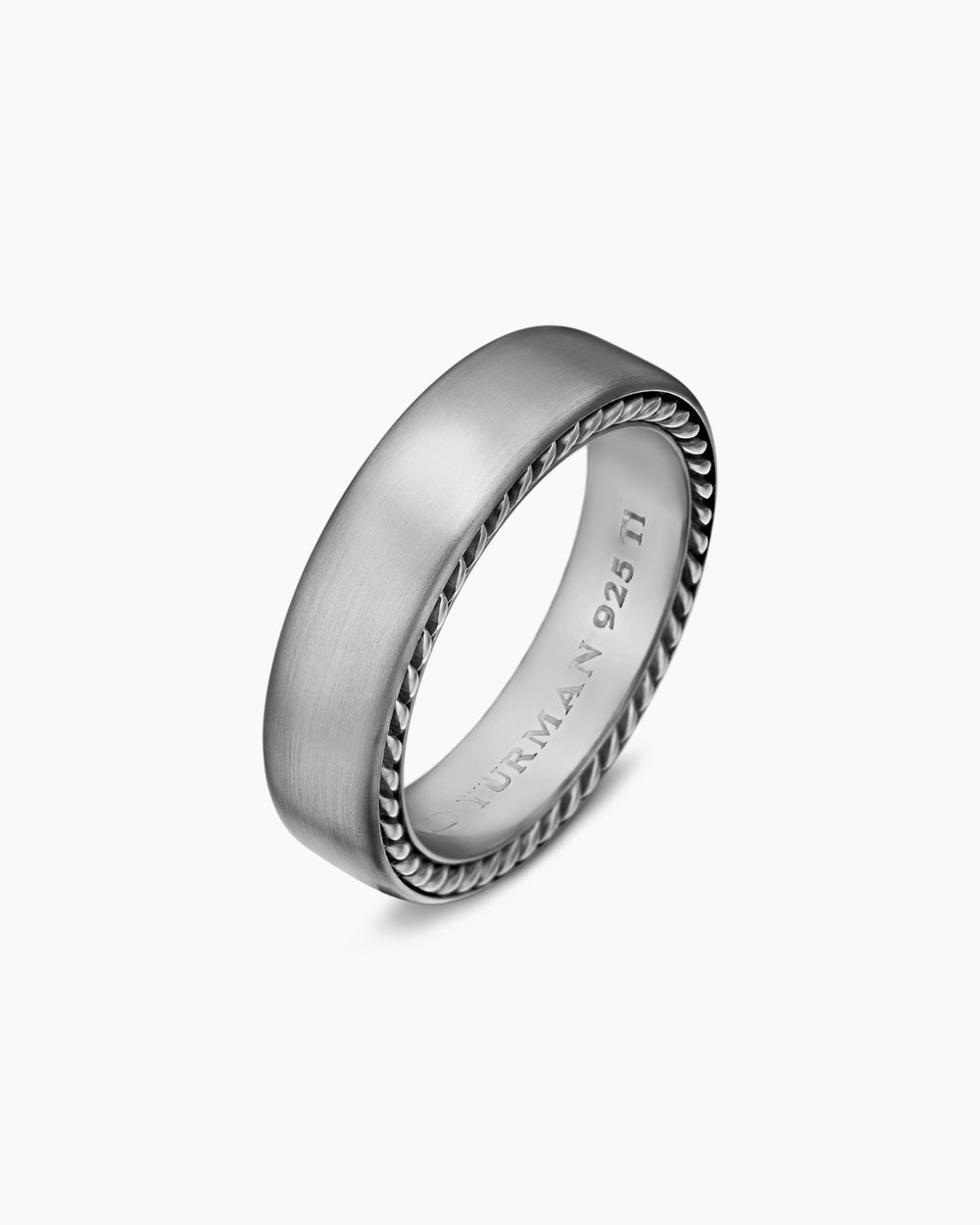 Mens Streamline Band Ring in Grey Titanium, 6mm