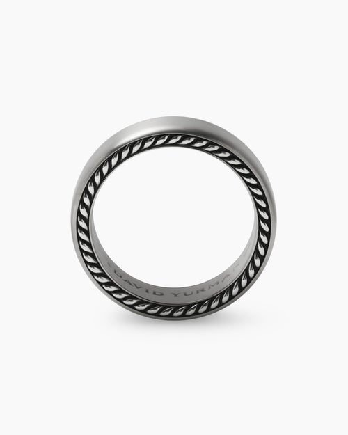 Mens Streamline Band Ring in Grey Titanium, 6mm