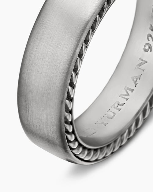 Mens Streamline® Band Ring in Grey Titanium, 6mm