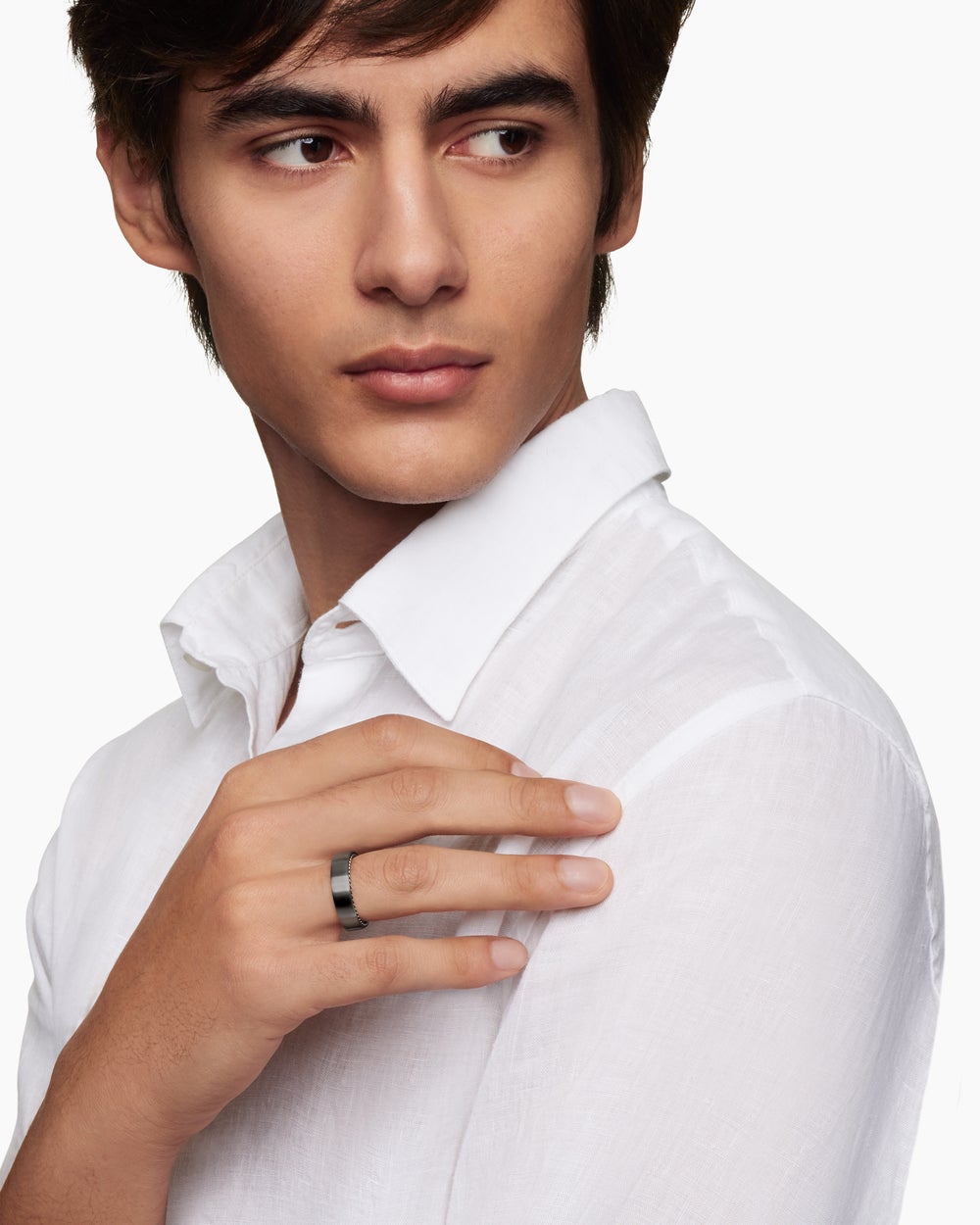 Mens Streamline Band Ring in Grey Titanium, 6mm