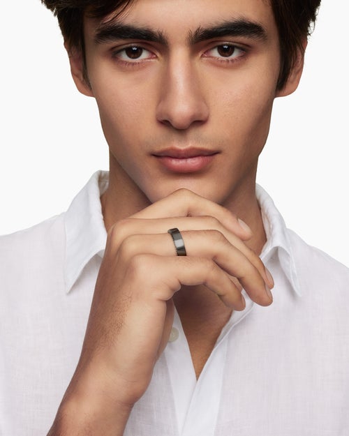 Mens Streamline® Band Ring in Grey Titanium, 6mm