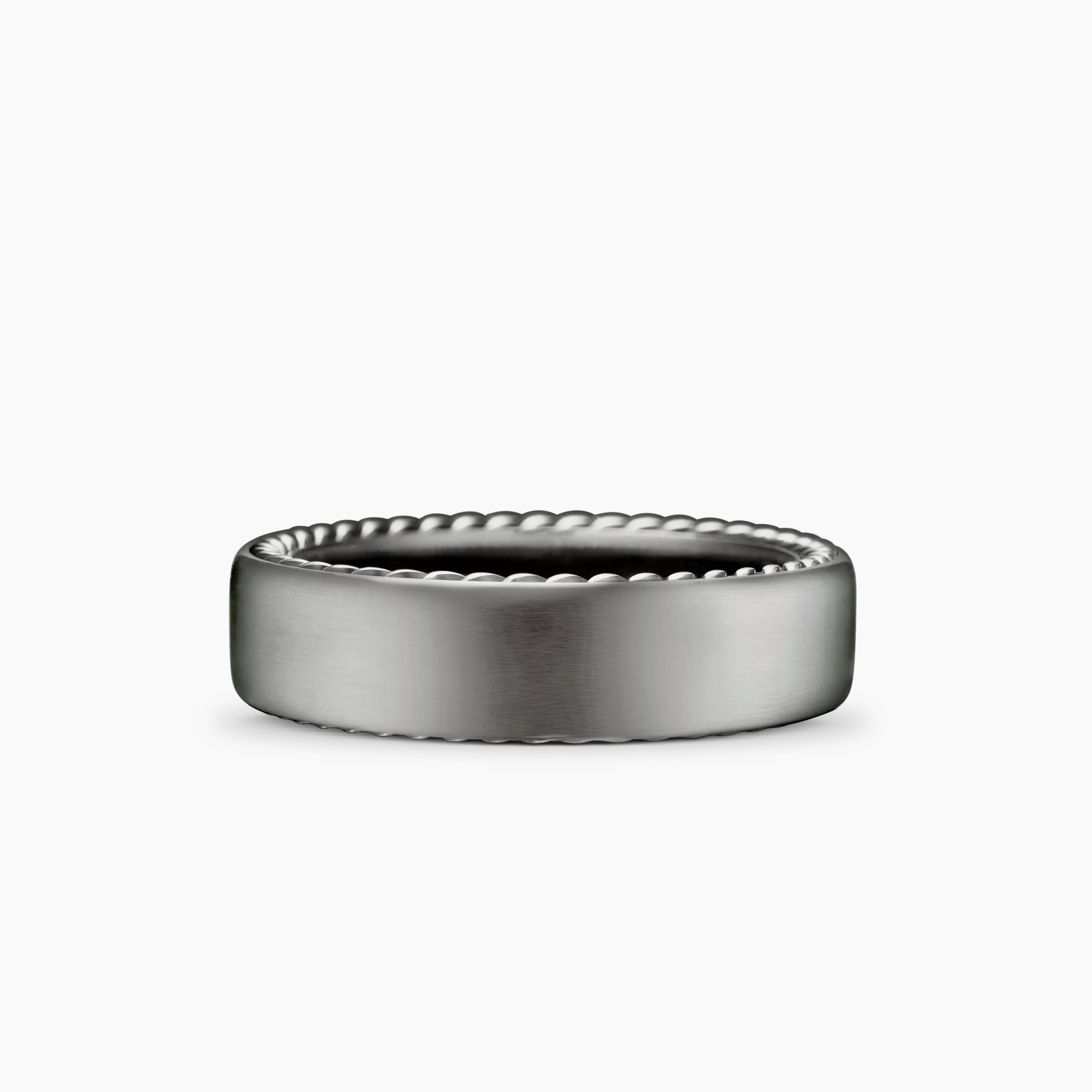 Mens Streamline Band Ring in Grey Titanium, 6mm