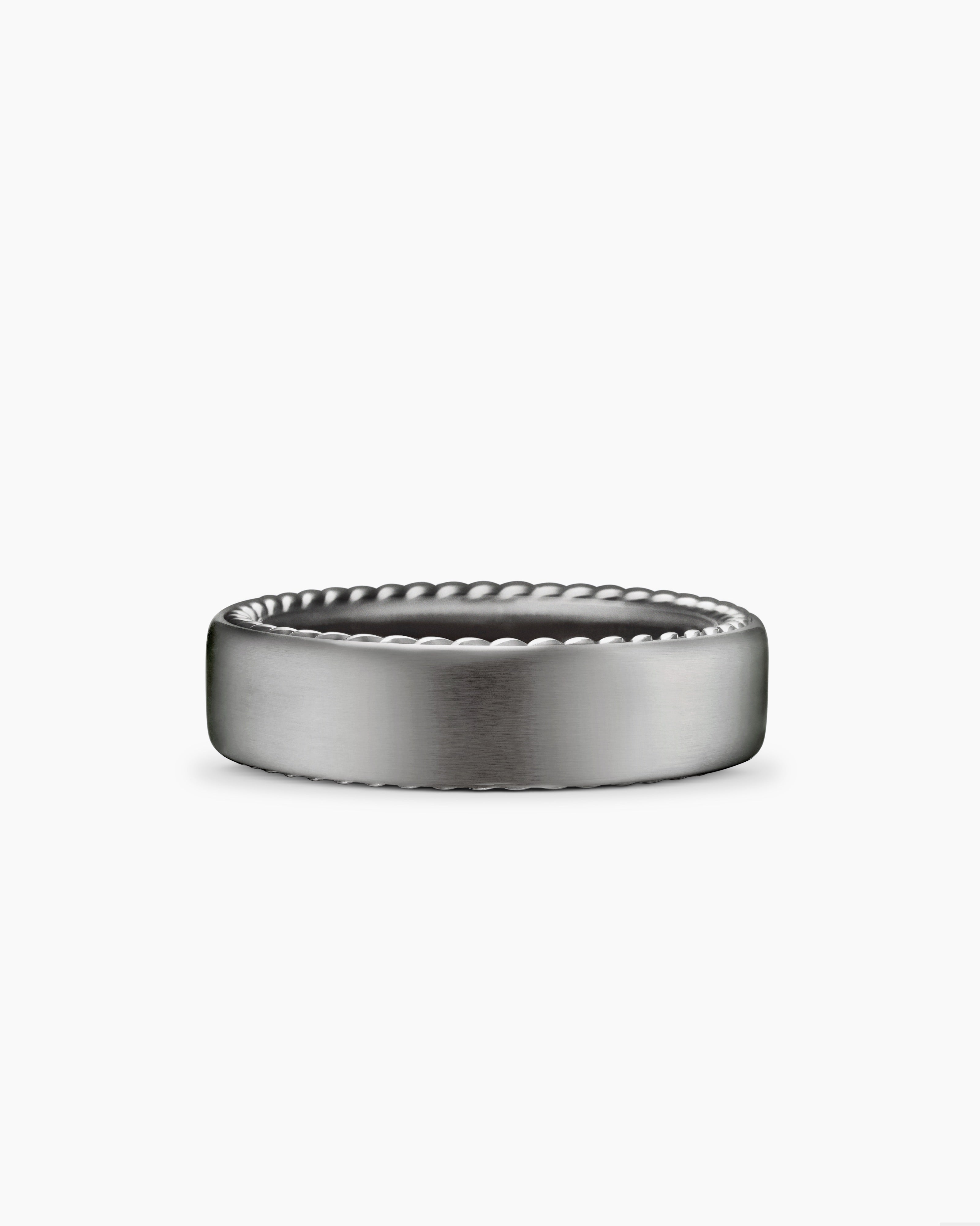 Mens Streamline Band Ring in Grey Titanium, 6mm