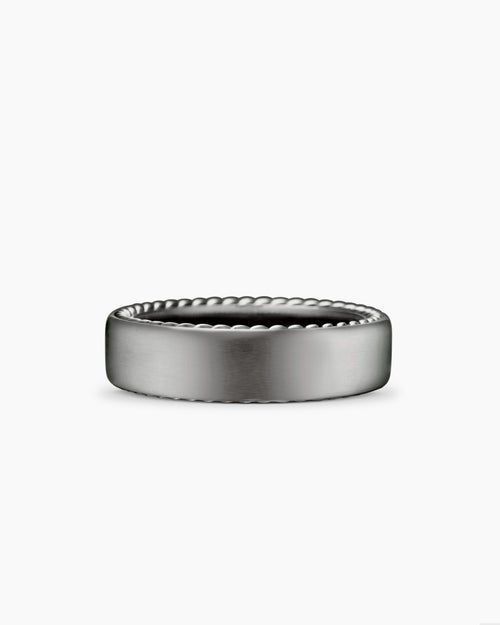 Mens Streamline Band Ring in Grey Titanium, 6mm