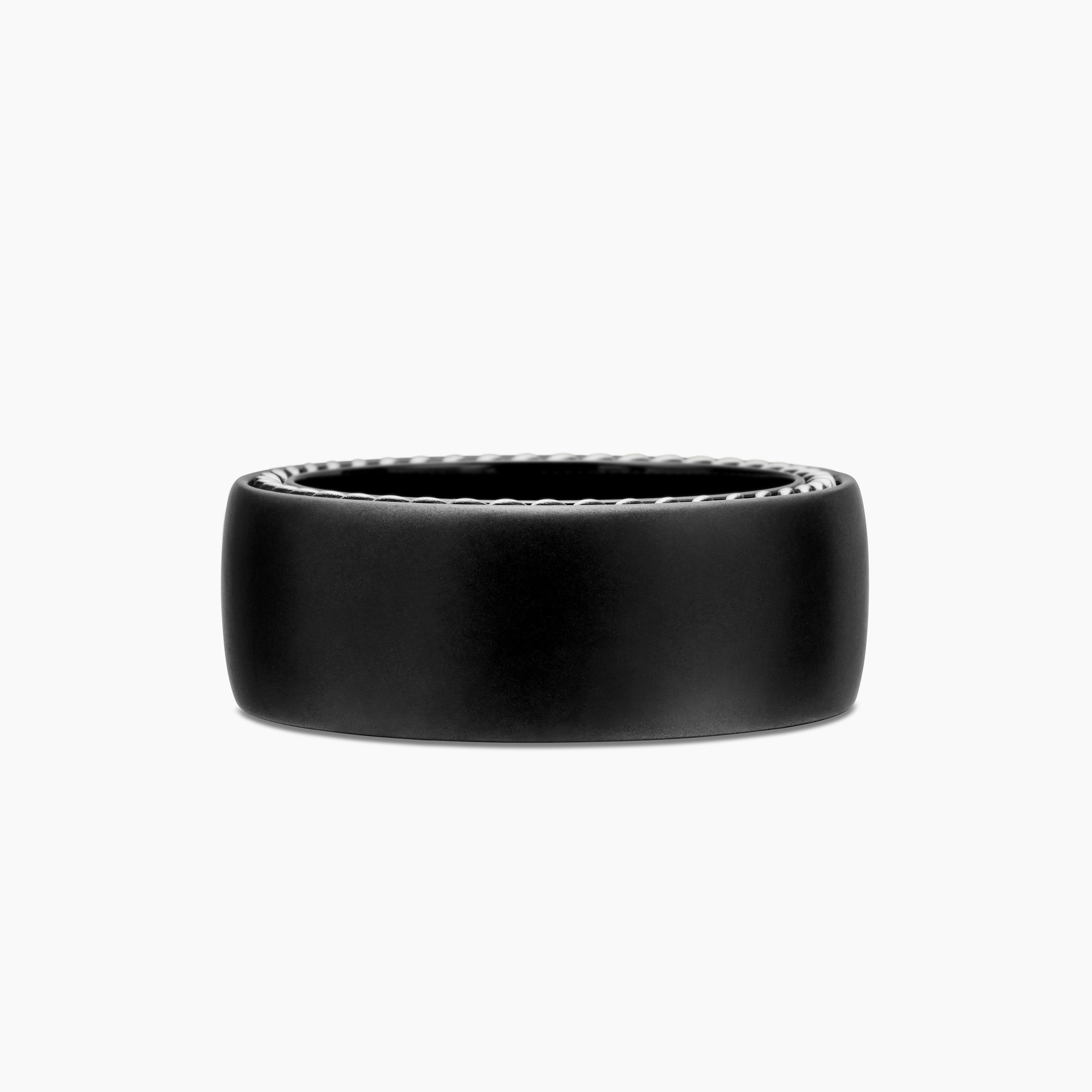 Mens Streamline Band Ring in Black Titanium, 9mm