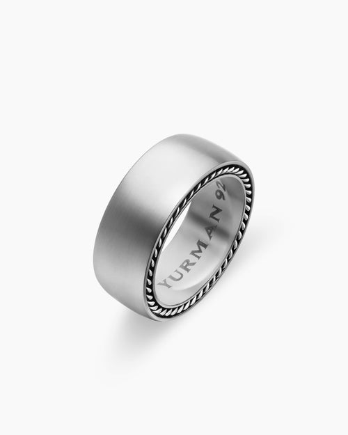 Mens Streamline® Band Ring in Grey Titanium, 9mm