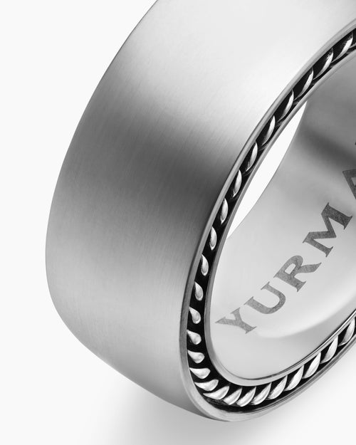 Mens Streamline® Band Ring in Grey Titanium, 9mm