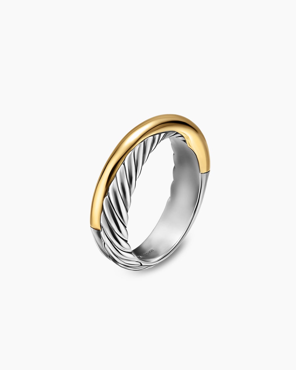 Anneau Crossover en argent massif avec or jaune 18 carats, 5,3 mm femme