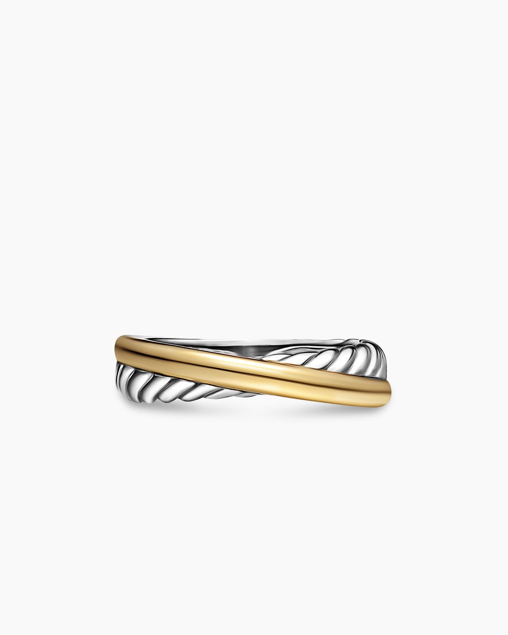Anneau Crossover en argent massif avec or jaune 18 carats, 5,3 mm femme