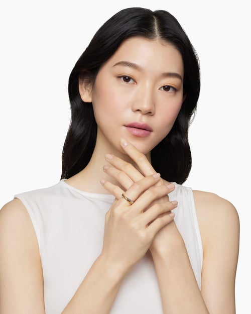 Womens Crossover Band Ring in Sterling Silver with 18K Yellow Gold, 5.3mm