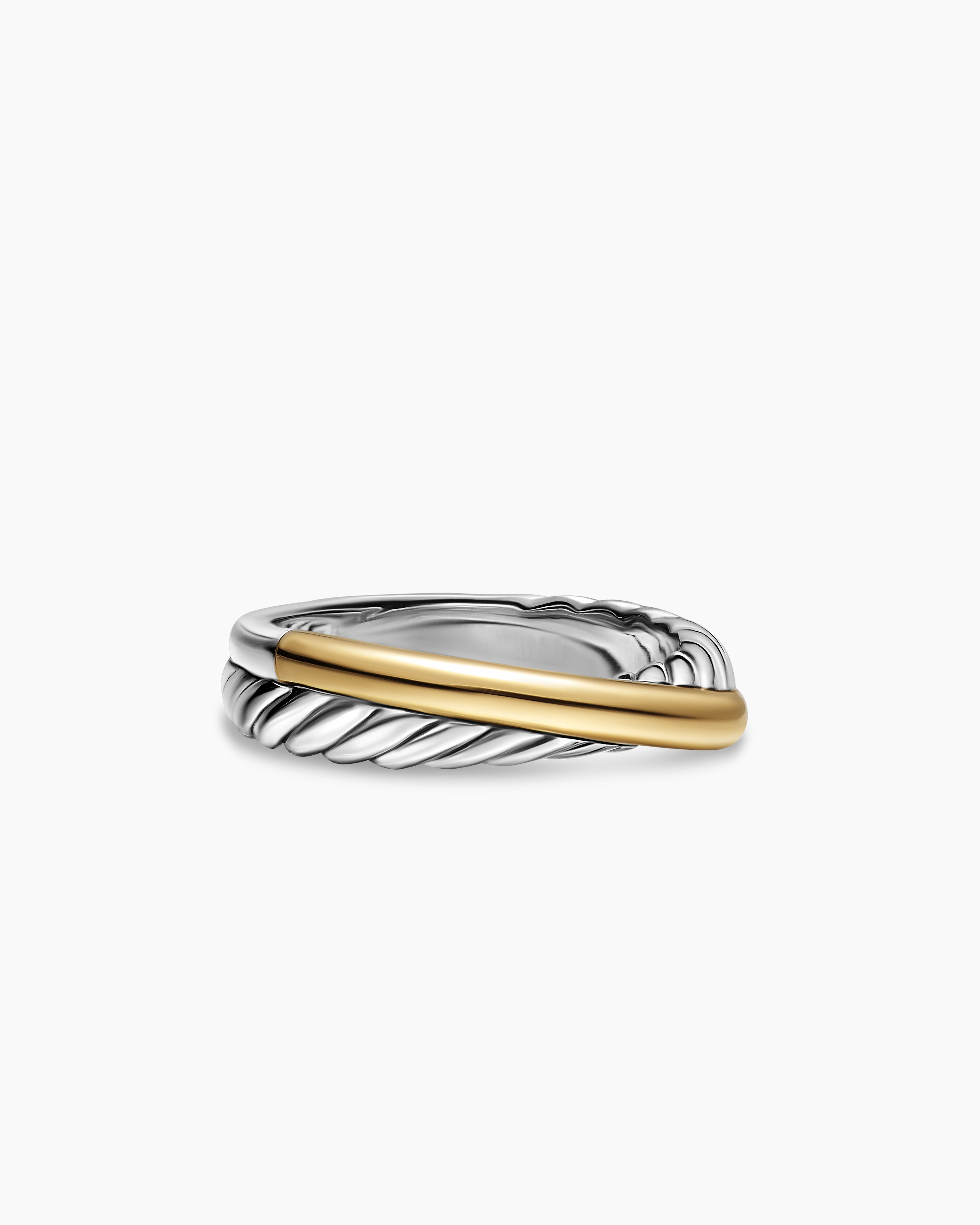Anneau Crossover en argent massif avec or jaune 18 carats, 5,3 mm femme 