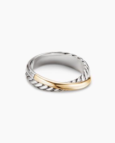 Crossover Band Ring in Sterling Silver with 18K Yellow Gold, 5.3mm