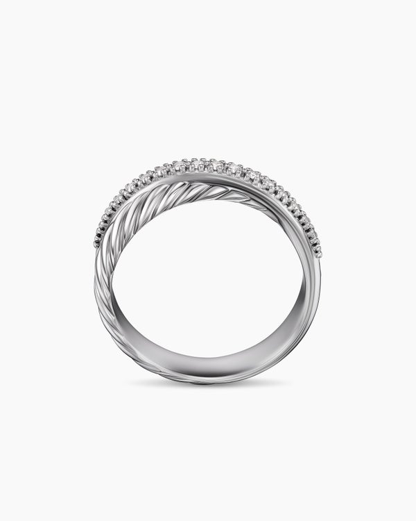Crossover Band Ring in Sterling Silver with Diamonds, 5.3mm