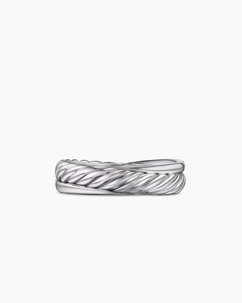 Womens Crossover Band Ring in Sterling Silver with Diamonds, 5.3mm