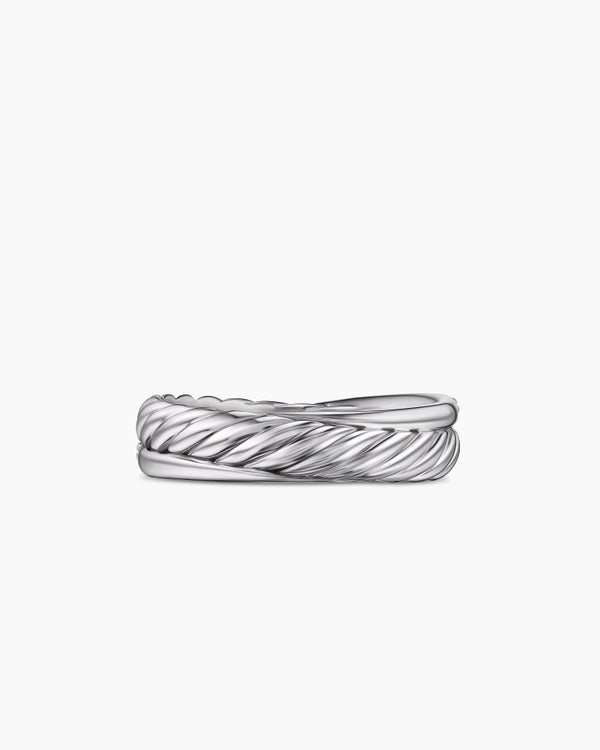 Crossover Band Ring in Sterling Silver with Diamonds, 5.3mm