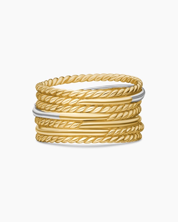 Bague Crossover en or jaune 18 carats et diamants, 12 mm