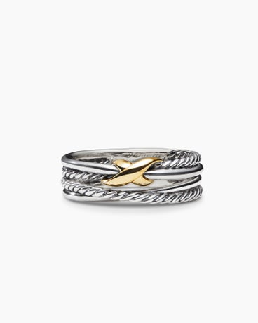 X Crossover Band Ring in Sterling Silver with 18K Yellow Gold, 6mm