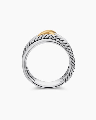 X Crossover Band Ring in Sterling Silver with 18K Yellow Gold, 6mm