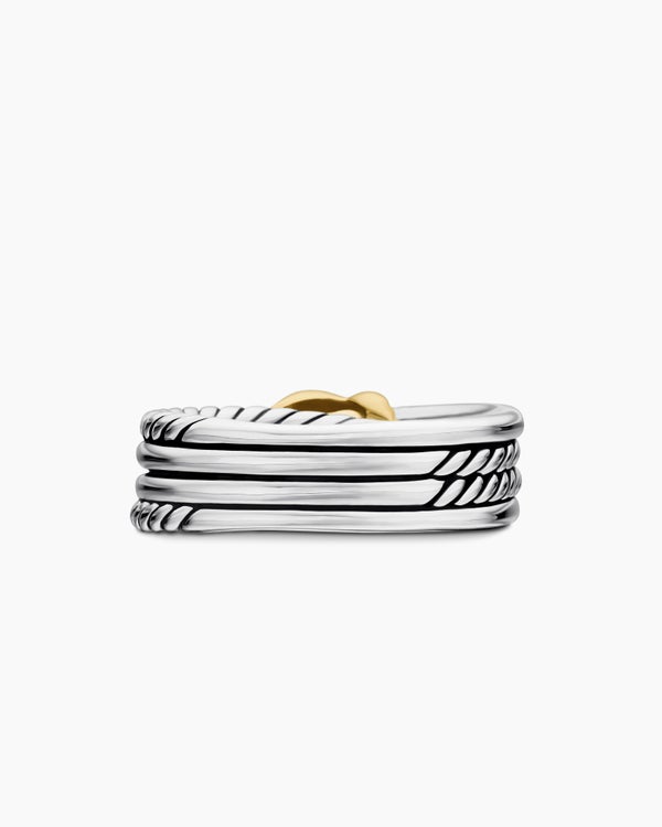 X Crossover Band Ring in Sterling Silver with 18K Yellow Gold, 6mm