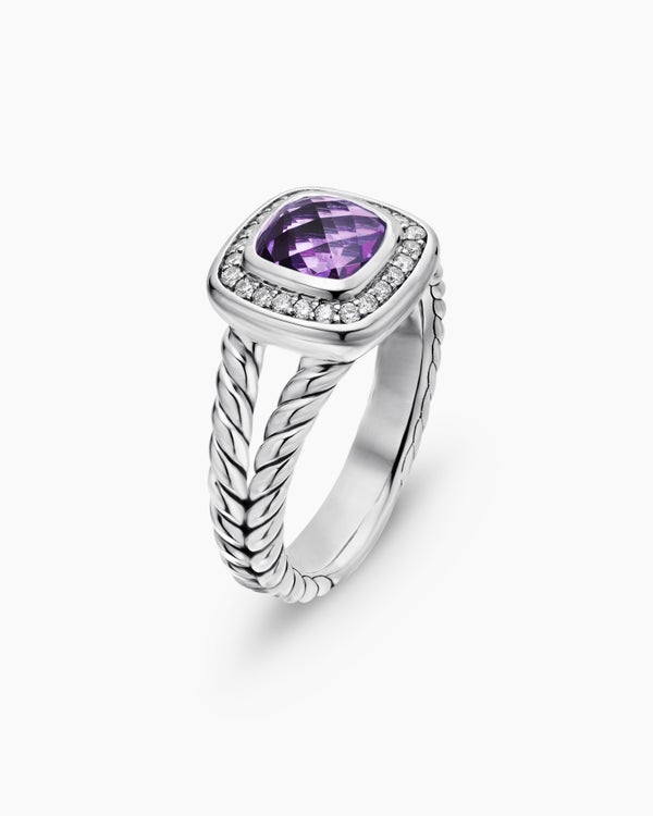 Bague Petite Albion® en argent sterling avec diamants, 7 mm