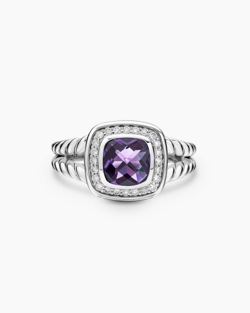 Womens Petite Albion Ring in Sterling Silver with Diamonds, 7mm